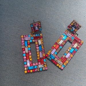 Multi colored gemstone earrings w/ gold base